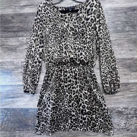White House Black Market Leopard 🐆 Print V-neck A-line Dress - Picture 1 of 11